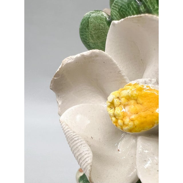 Ceramic Vintage Italian Ceramic Yellow Bird Figurine With Applied Flowers and Foliage – Traditional, Cottage For Sale - Image 7 of 14