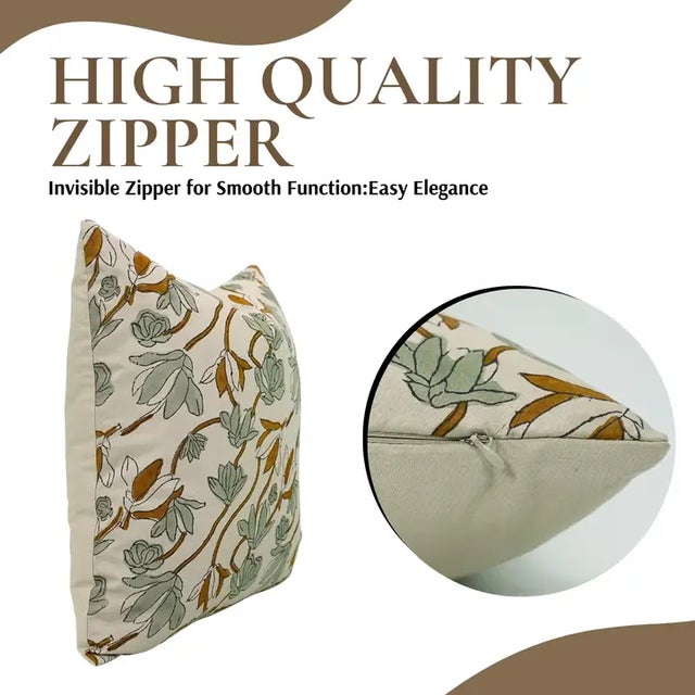 Art Deco Fabdivine Handmade Block Printed Cushion Cover 18x18 Inch Cotton Satin-Shivri For Sale - Image 3 of 5