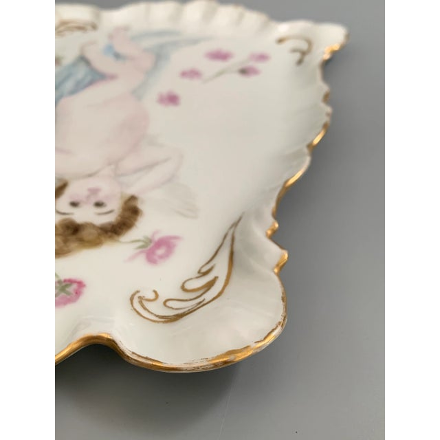 Antique 1900s Art Nouveau Belle Epoque Limoges Porcelain Jean Pouyat Hand Painted Cake Dish Plate For Sale - Image 9 of 13