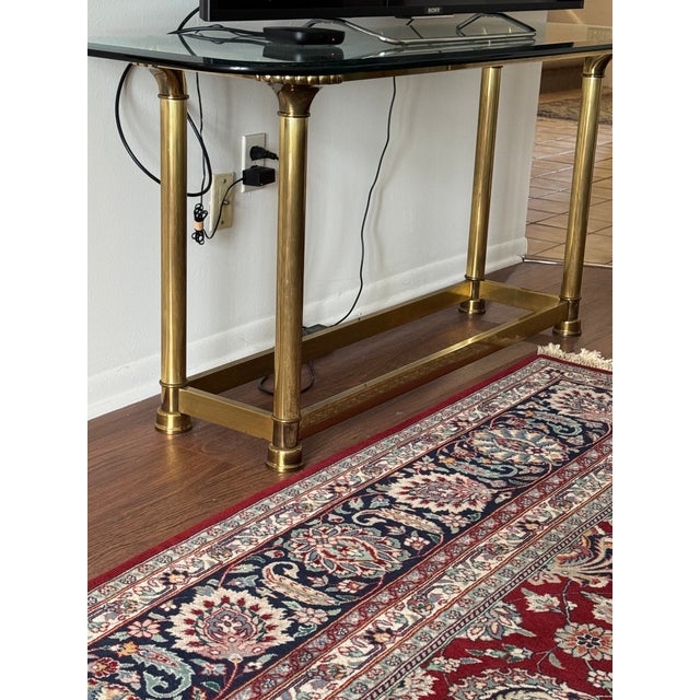 Mid-Century Modern Italian Style Gilded Brass Glass Top Console Hall Table For Sale - Image 9 of 9