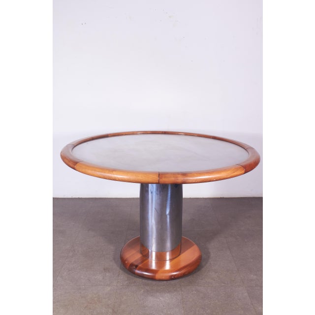 Steel and Wood Table attributed to Ettore Sottsass, 1970s For Sale - Image 13 of 15