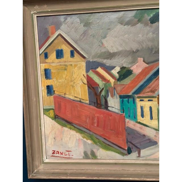 Gustaf Börtner Zandt, Houses and Trees, 1950s, Oil Painting on Canvas, Framed For Sale - Image 7 of 16