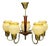 1950s Swedish Modern, Chandelier, Brass, Wood, Yellow Glass For Sale