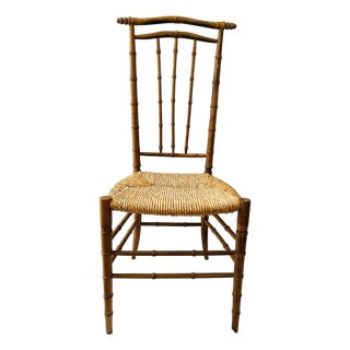 Vintage Midcentury Modern Faux Bamboo High Back Chair For Sale