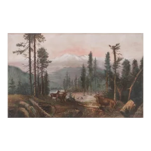 Turn of 20th Century Mt. Shasta Landscape With Deer by Anna Carver Bingham