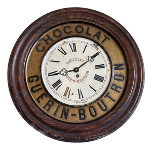 French Wall Clock from Guerin Boutron Chocolat, 1930s