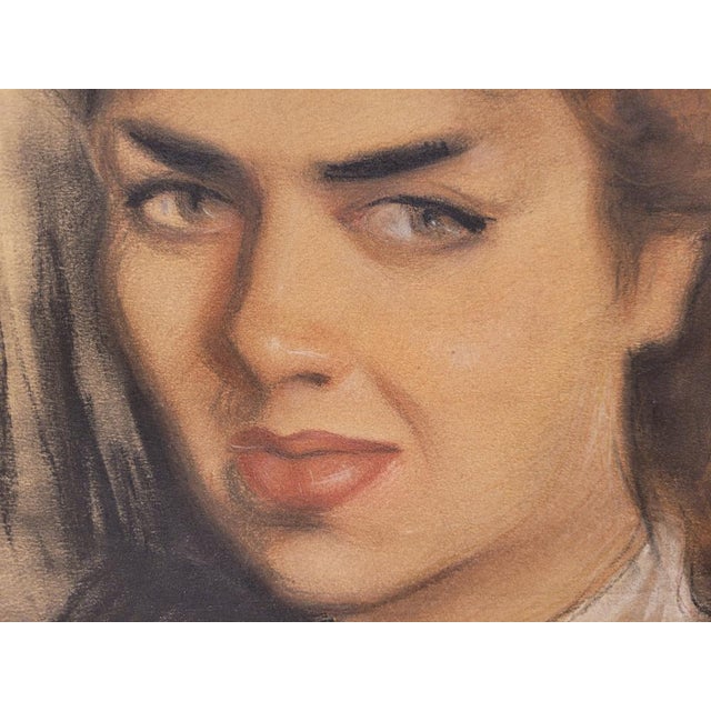 José Manuel Capuletti, Female Portrait, Charcoal and Pastel, 20th Century, Framed For Sale - Image 10 of 18