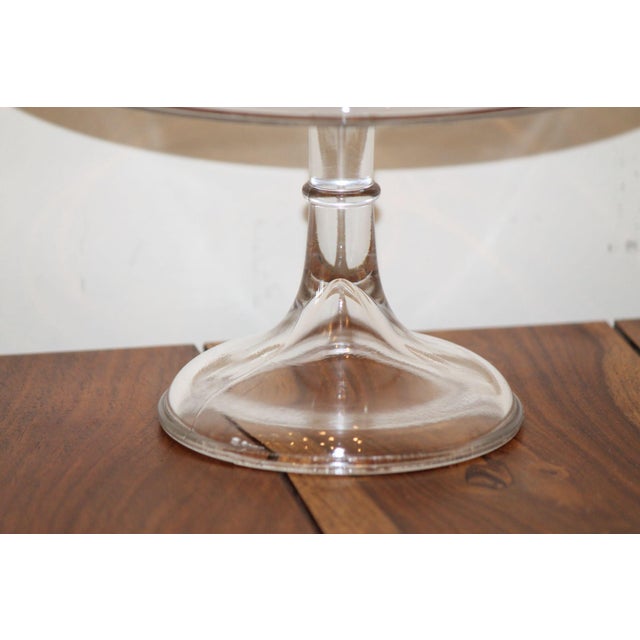 Antique 19th Century Eapg Banded Clear Glass Pedestal Cake Stand For Sale - Image 6 of 7
