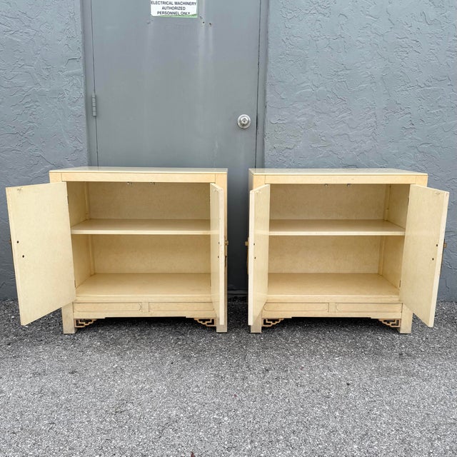 Chinoiserie Vintage Chinoiserie Cream and Gold Server Cabinets - A Pair For Sale - Image 3 of 12