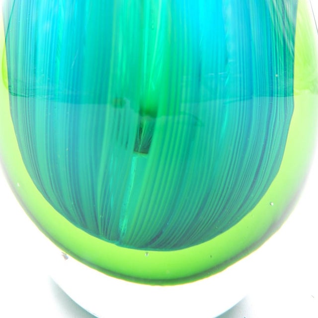 Glass Art Glass Sculpture in the Shape of a Teardrop in Shades of Blue and Green by Flavio Poli For Sale - Image 7 of 10
