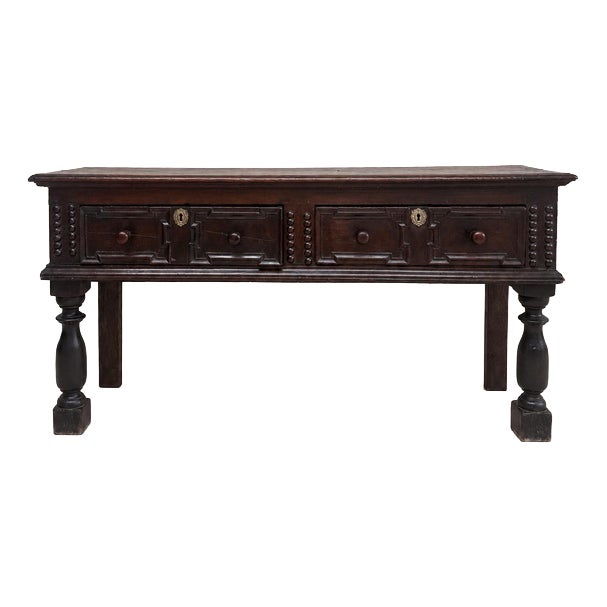 Late 17th Century Geometrically Moulded Oak Console Table For Sale