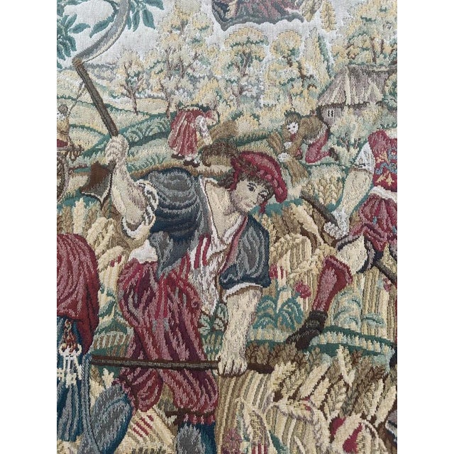 Textile Medieval Style Aubusson Jacquard Tapestry with Harvest Motif, 1960s For Sale - Image 7 of 18