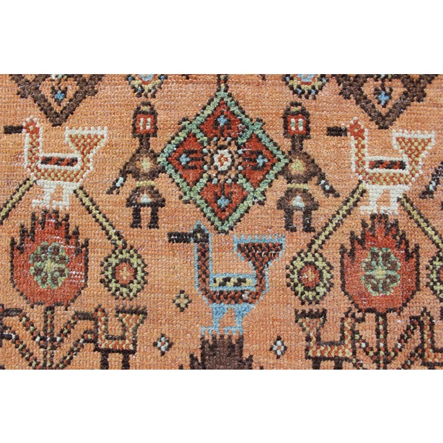 Antique Persian Bakhtiari Runner With Lattice Design in Peach and Ivory Tones 3'7 X 11'2 For Sale - Image 9 of 16
