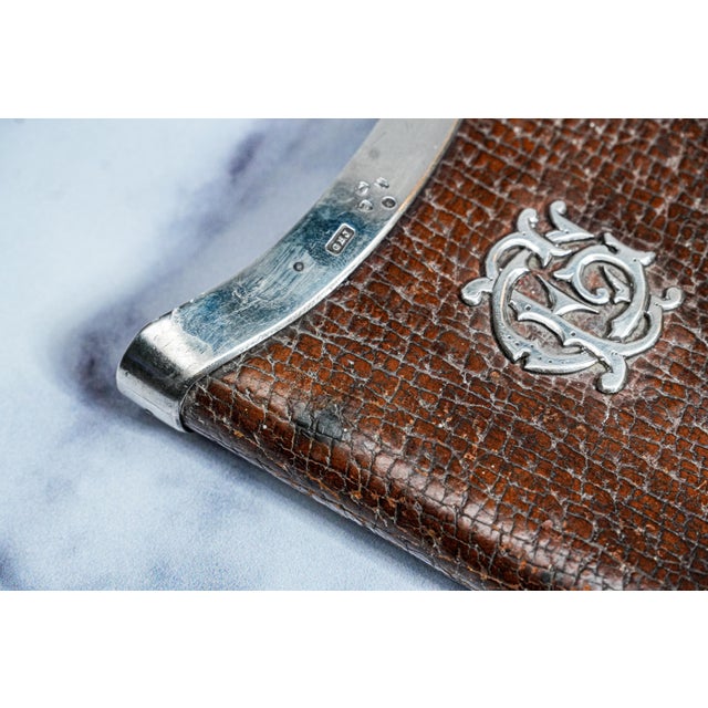 Victorian Antique Leather Sterling Silver Cigar Case Holder Tobacciana For Sale - Image 9 of 11