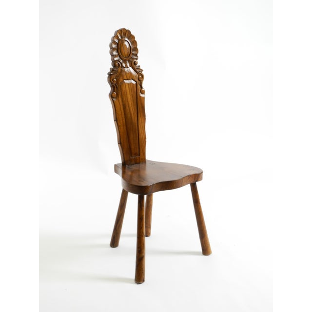 1960s Spanish Wooden Chair with Ornate Backrest, 1960s For Sale - Image 5 of 18