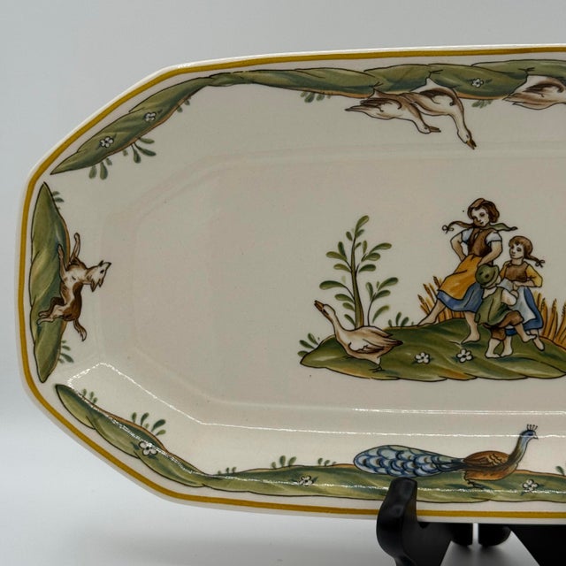 Villeroy & Boch Vintage 1980s Villeroy & Boch “Country” Hand-Painted Pastoral Rectangular Serving Platter For Sale - Image 4 of 8