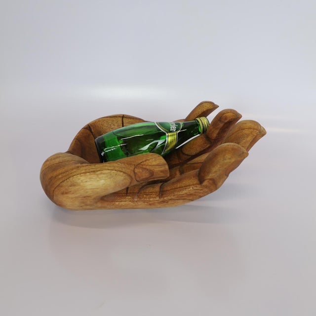 Fruit Bowl caved on solid Wood in Hand Form For Sale - Image 4 of 4