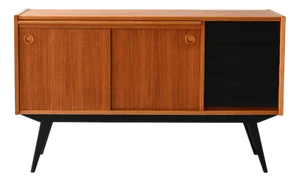 Scandinavian Teak Sideboard with Black Details, 1950s