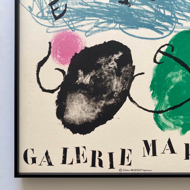 Joan Miro Vintage 1960 Mid Century Modernist Fine Art Lithograph Print " Poetes-Sculpteurs-Peintres " Framed Paris Exhibition Poster For Sale - Image 9 of 18