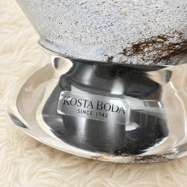 1990s Kosta Boda Twister Art Glass Footed Bowl by Kjell Engman, Signed, Sweden For Sale - Image 5 of 5