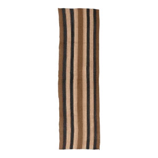 Striped Vintage Brown Kilim Runner - 2`6″ X 9`7″ Ft. For Sale