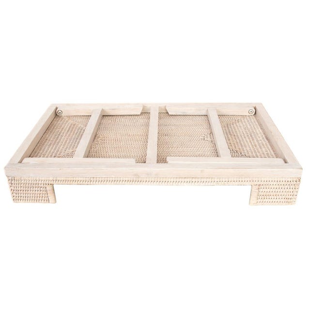 2020s Artifacts Rattan Breakfast Tray Table in White Wash For Sale - Image 5 of 9