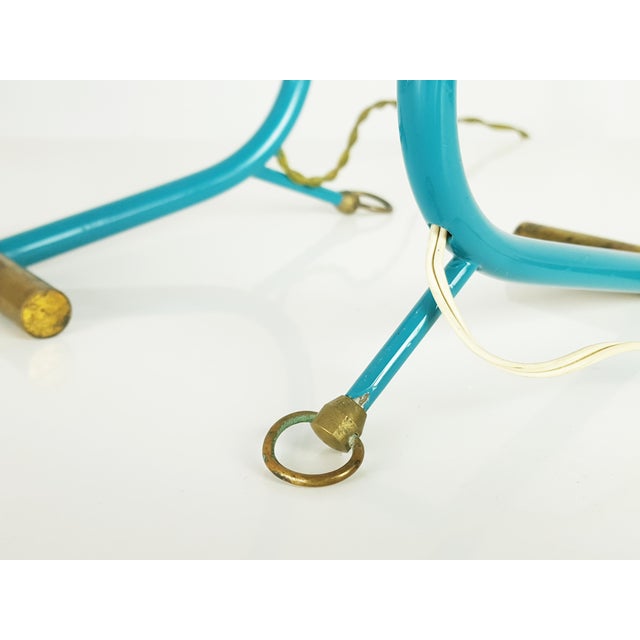 Gold Mid-Century Modern Italian Teal Green and Brass Table Lamps from Stilnovo, 1950, Set of 2 For Sale - Image 8 of 18
