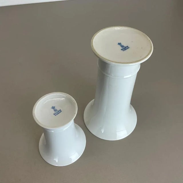 Op Art German White Porcelain Vases by Ak Kaiser, 1970s, Set of 2 For Sale - Image 15 of 18