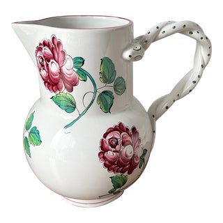 Tiffany & Co. 'Strasbourg Flowers' Faience Pitcher-Portugal For Sale