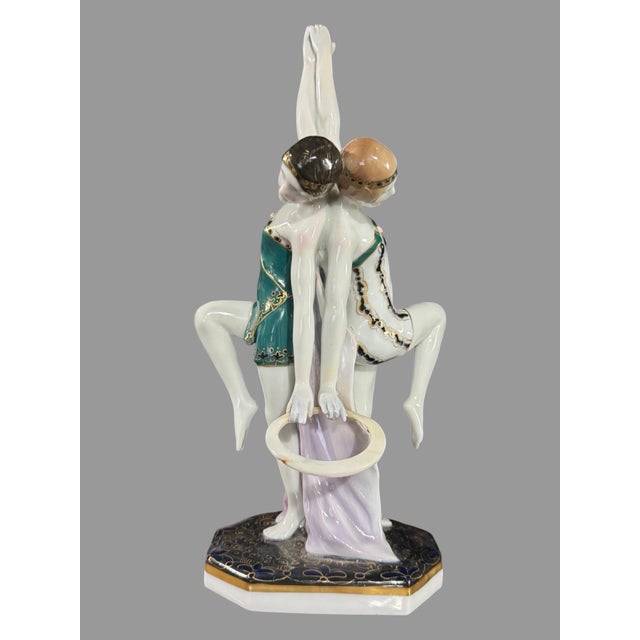 German Ens Porzellan Volkstedt Art Deco 11" Porcelain Statue Figurine of Dancers For Sale - Image 12 of 12