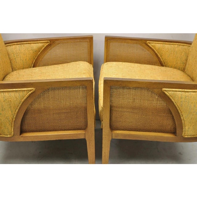 Mid Century Modern Hollywood Regency Sculpted Wood & Cane Lounge Chairs - Pair For Sale - Image 11 of 12