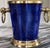 Royal Blue Nicole Miller Cobalt Crackle Glass & Brass Wine Chiller For Sale - Image 8 of 8