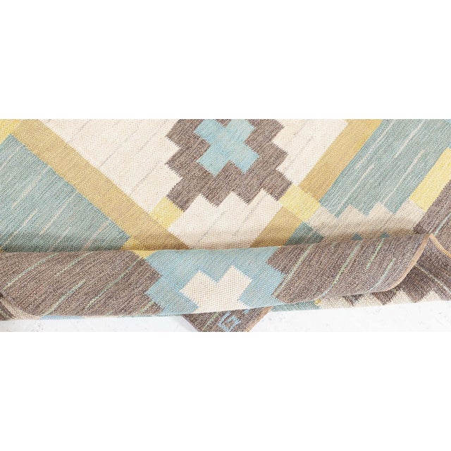 Textile Doris Leslie Blau Vintage Swedish Flat Woven Rug Signed With Initials GS For Sale - Image 7 of 9