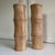 These beautiful candle holder pillars are carved of mango wood. Solid and very heavy. Natural finish. Measure 14 inches...