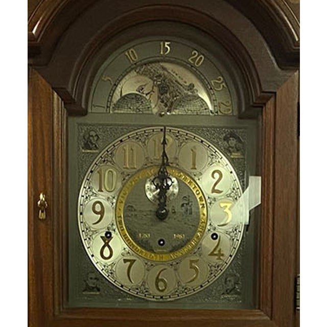 Traditional Ridgeway “Victory at Yorktown” 200th Anniversary Limited Edition PinchWaist Grandfather Clock For Sale - Image 3 of 5
