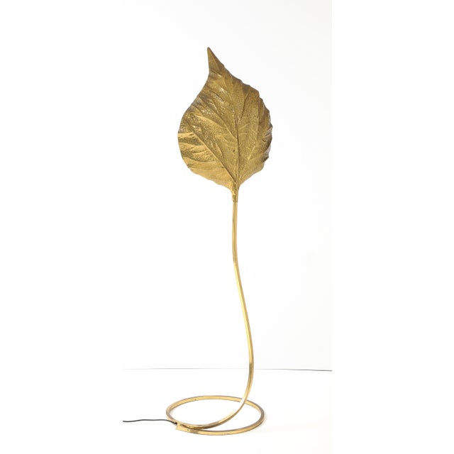 Bottega Gadda 1970s Italian Rabarbaro Brass Leaf Floor Lamp, Bottega Gadda For Sale - Image 4 of 10