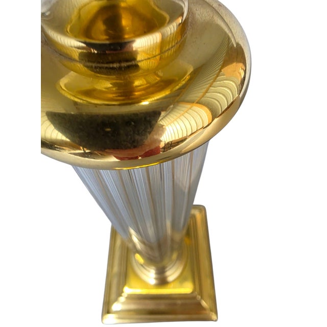 Mid-Century Modern Table Lamp in Glass and Brass from Le Dauphin, France, 1970s For Sale - Image 3 of 13