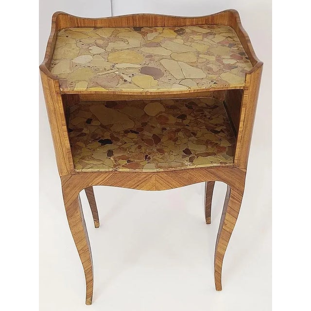 Wood 18th Century Louis XV Side Table in Oak, Marble, and Walnut For Sale - Image 7 of 10