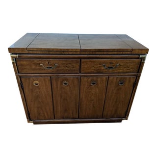 1960s Mid Century Modern Drexel Campaign Bar Cart For Sale