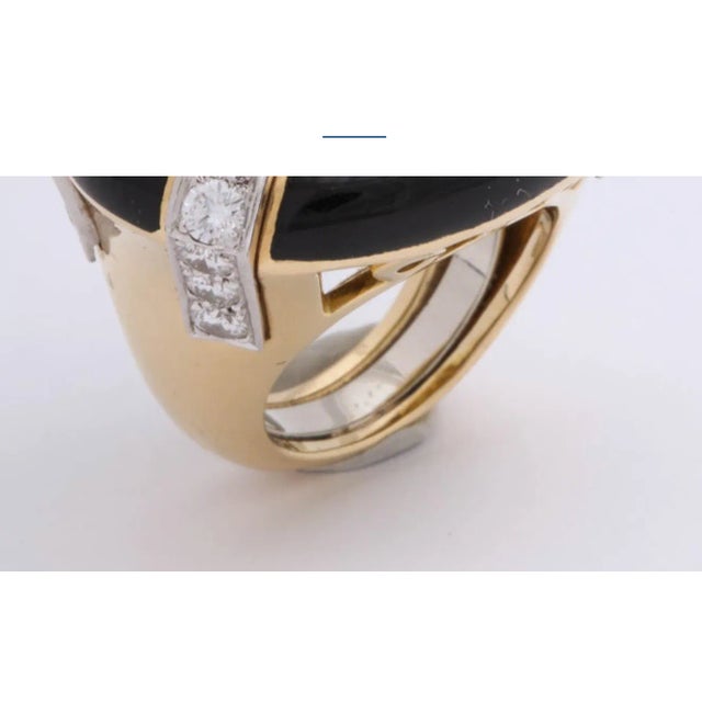 Gemstone David Webb 18kt, Platinum and Diamond - Jade & Onyx Ring For Sale - Image 7 of 9