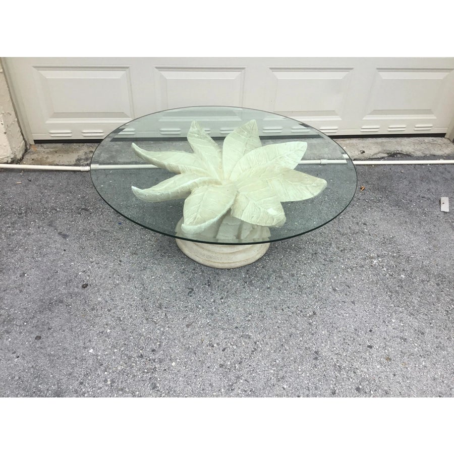 Vintage Flower Coffee Table With Glass Top | Chairish