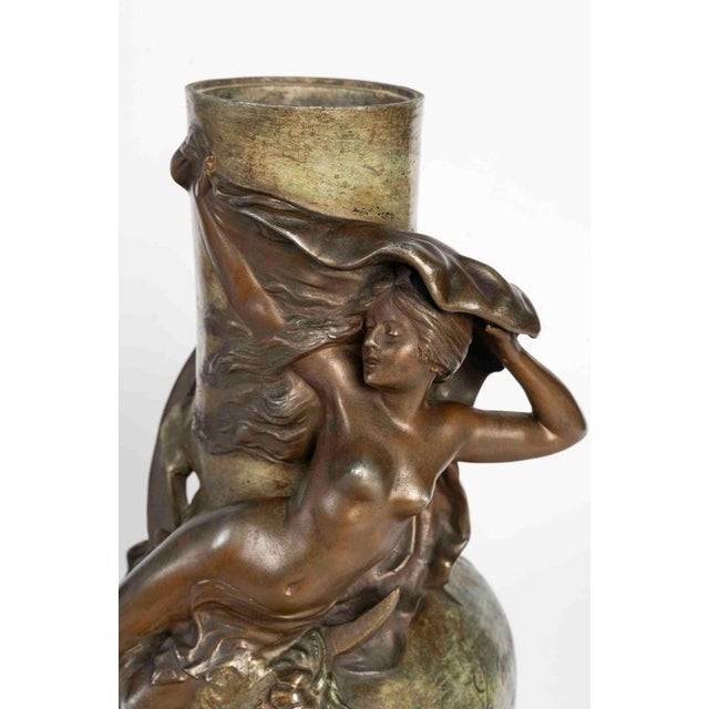 Brown Napoleon III Regule Vases by L. Moreau, 1800s, Set of 2 For Sale - Image 8 of 11