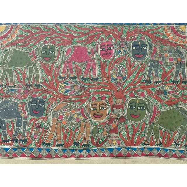 Early 21st Century Madhubani Folk Art Painting From India For Sale - Image 5 of 10