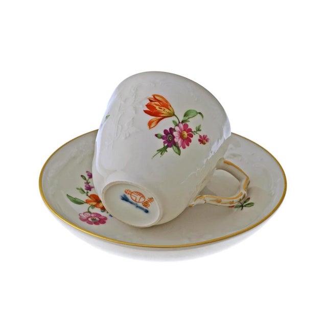 Traditional 19th Century KPM Berlin Porcelain Reliefzierat Demitasse Cup and Saucer For Sale - Image 3 of 5
