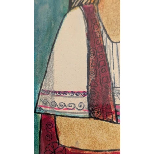 Framed Matted Painting by Aharon Shevo: A Cover Illustration for the Book: "Tales of the Prophet Samuel: Retold for Jewish Youth".1969 For Sale - Image 13 of 18