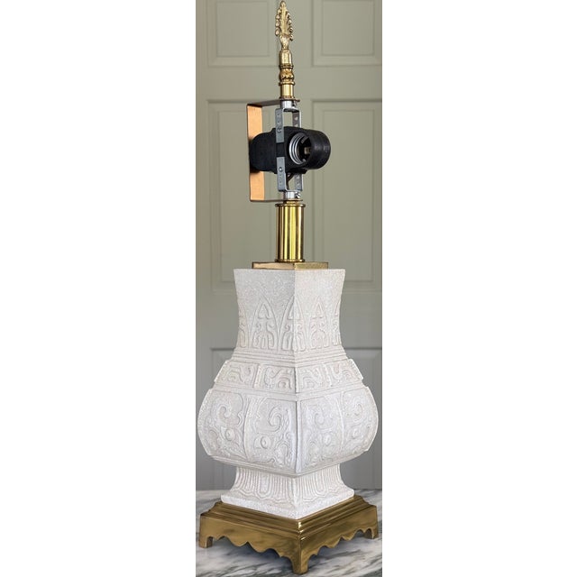 Estate House of Troy Aztec Brass Base Lamp For Sale - Image 4 of 14