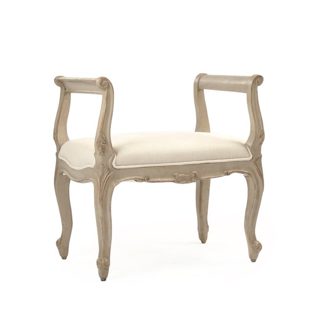 The Cammi Stool from Zentique is a petite French country stool with a padded linen seat on a limed grey oak frame with...