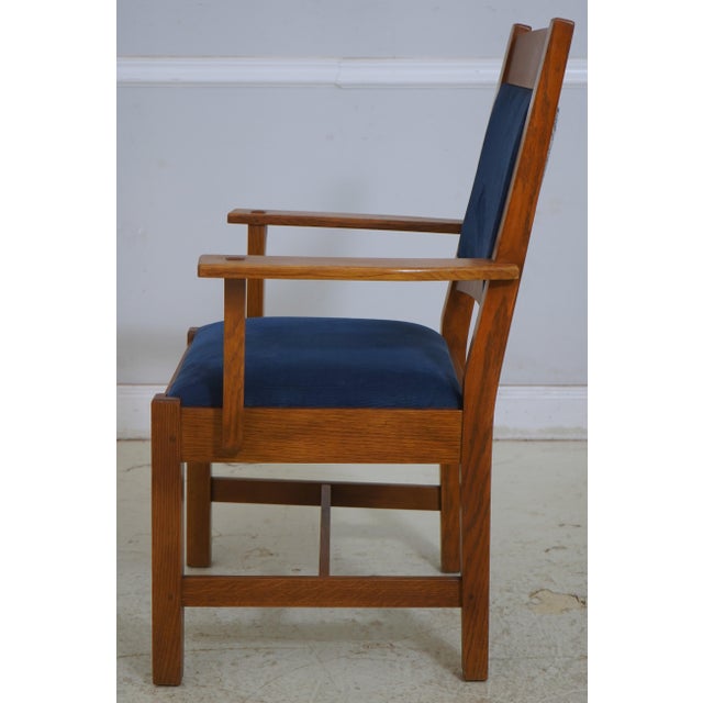 Arts & Crafts Pair Stickley Arts & Crafts Upholstered Armchairs For Sale - Image 3 of 18