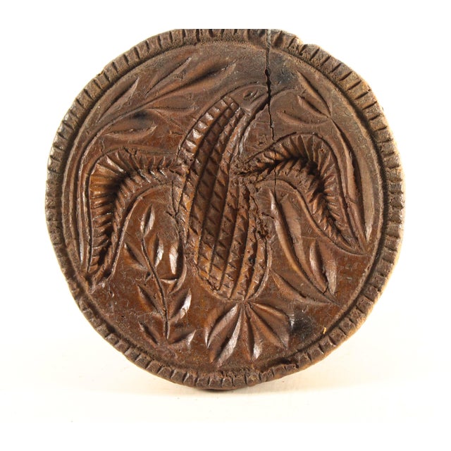 American Mid 19th Century Pennsylvania Wooden Butter Mold Stamp With Carved Eagle & Laurel Branch For Sale - Image 3 of 12