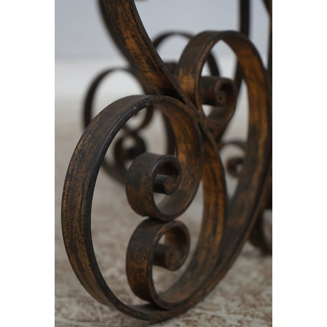 Pietra Dura Style Iron Base Marble Top Table For Sale - Image 9 of 12